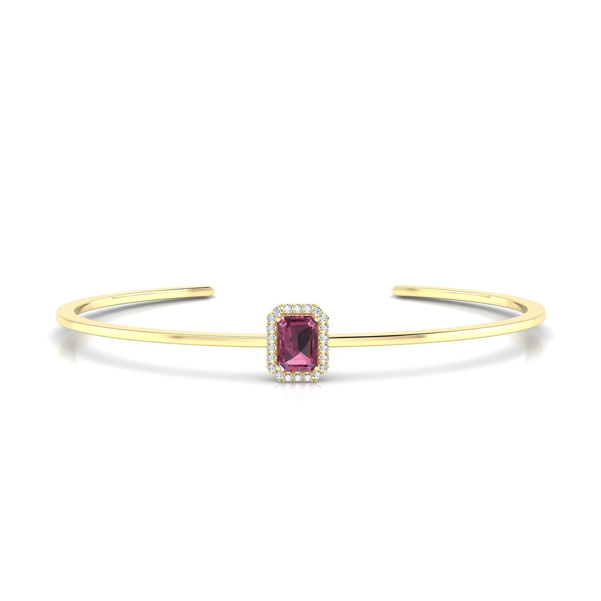 Solar | 18k Yellow Gold 7 x 5 mm Emerald Rhodolite Bangle