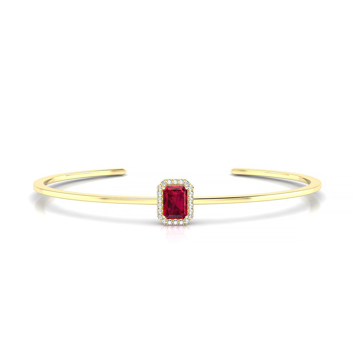 Solar | 18k Yellow Gold 7 x 5 mm Emerald Ruby Bangle