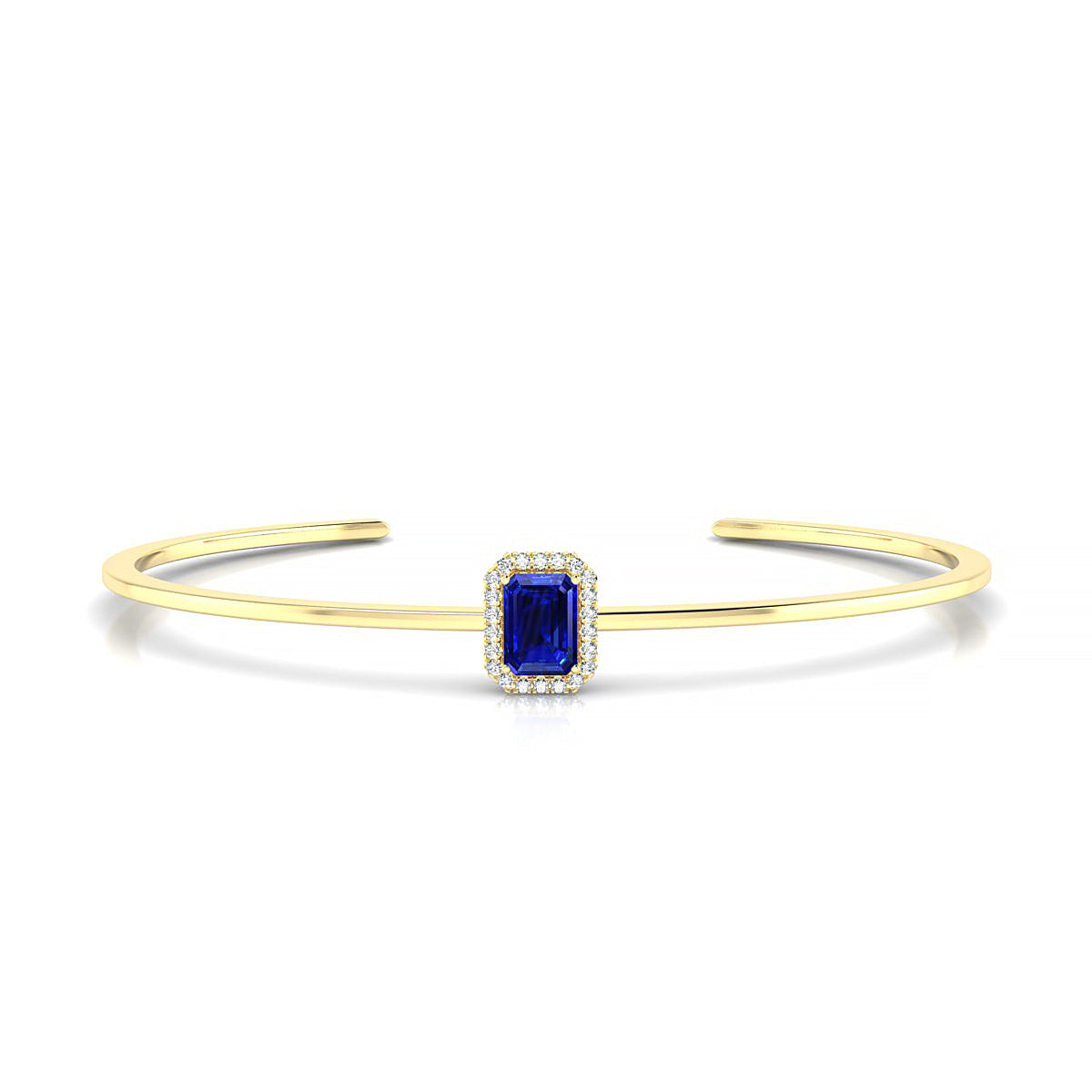 Solar | 18k Yellow Gold 7 x 5 mm Emerald Sapphire Bangle