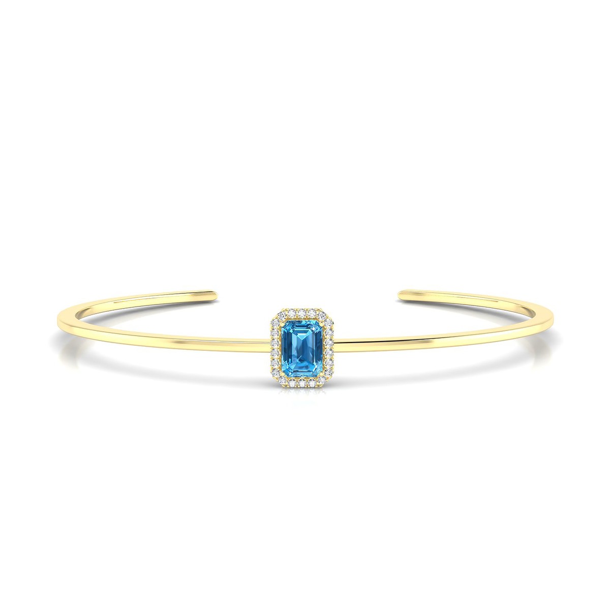 Solar | 18k Yellow Gold 7 x 5 mm Emerald Topaz Bangle