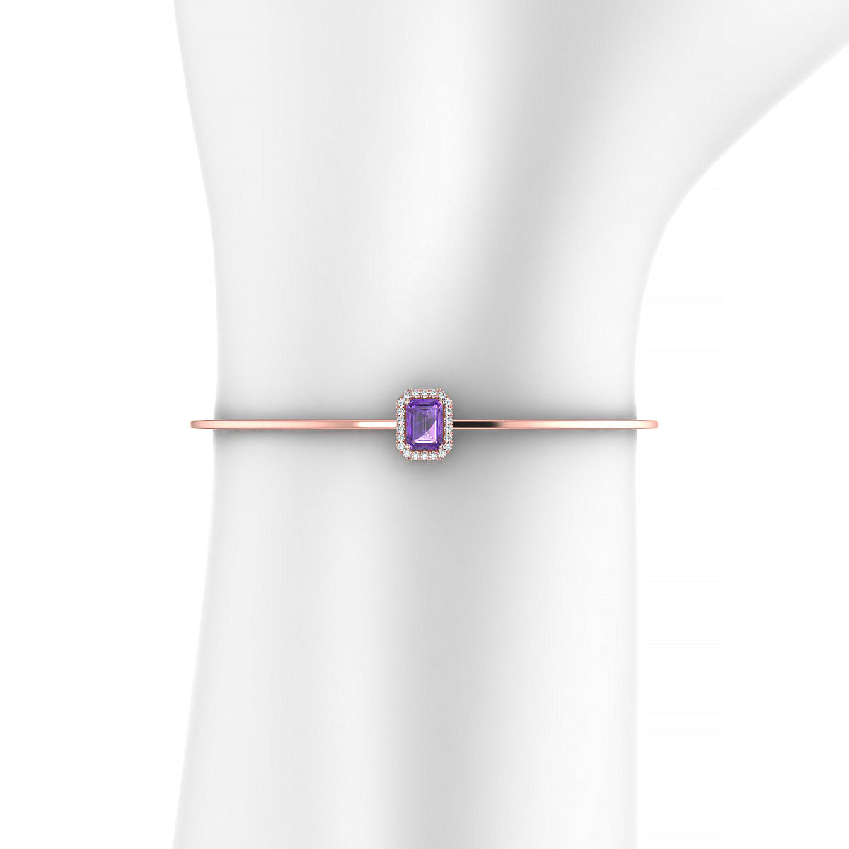 Solar | 18k Rose Gold 7 x 5 mm Emerald Amethyst Bangle