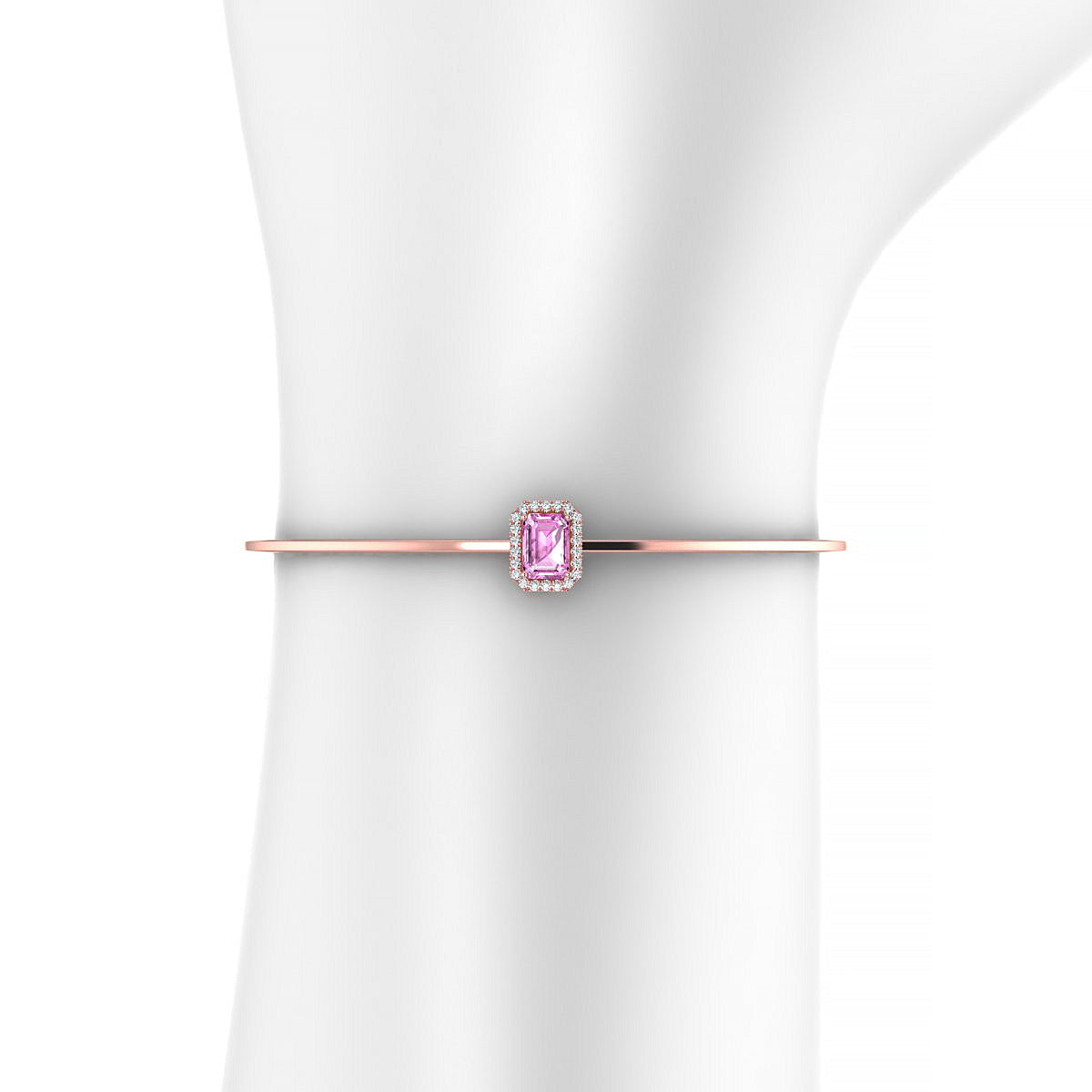 Solar | 18k Rose Gold 7 x 5 mm Emerald Pink Sapphire Bangle