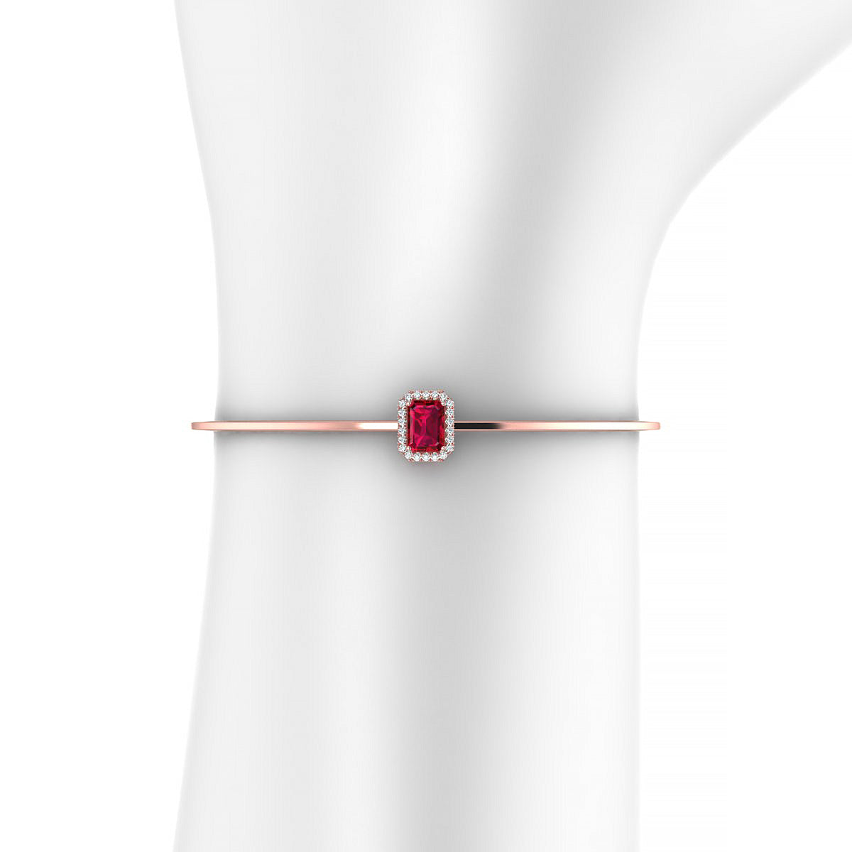 Solar | 18k Rose Gold 7 x 5 mm Emerald Ruby Bangle