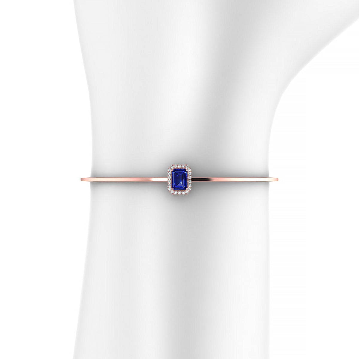 Solar | 18k Rose Gold 7 x 5 mm Emerald Sapphire Bangle
