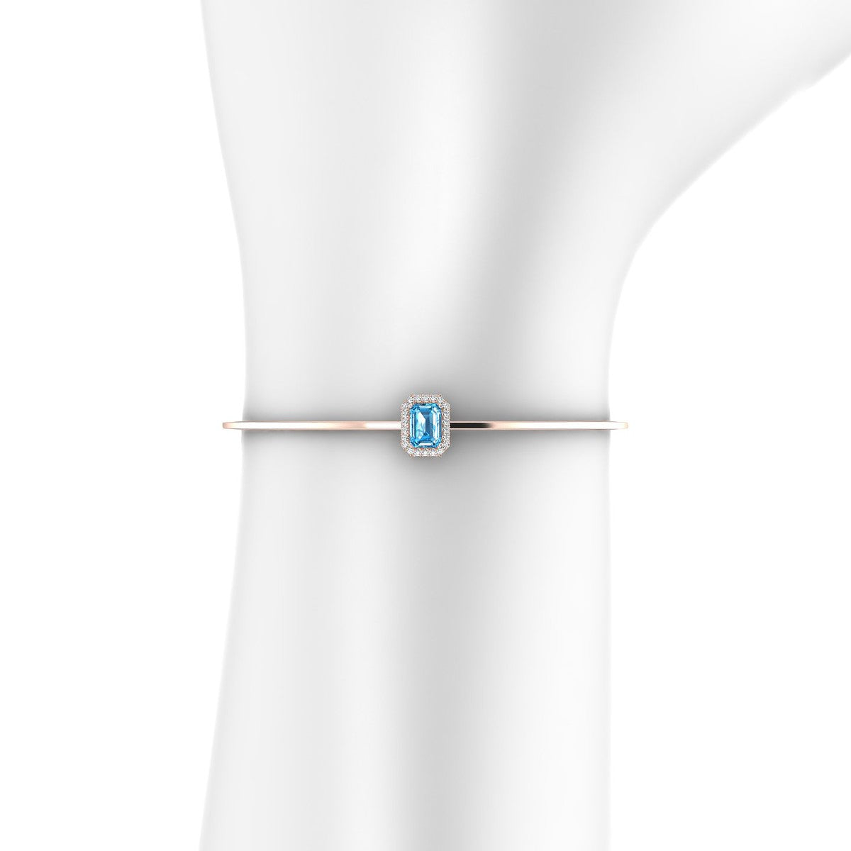 Solar | 18k Rose Gold 7 x 5 mm Emerald Topaz Bangle