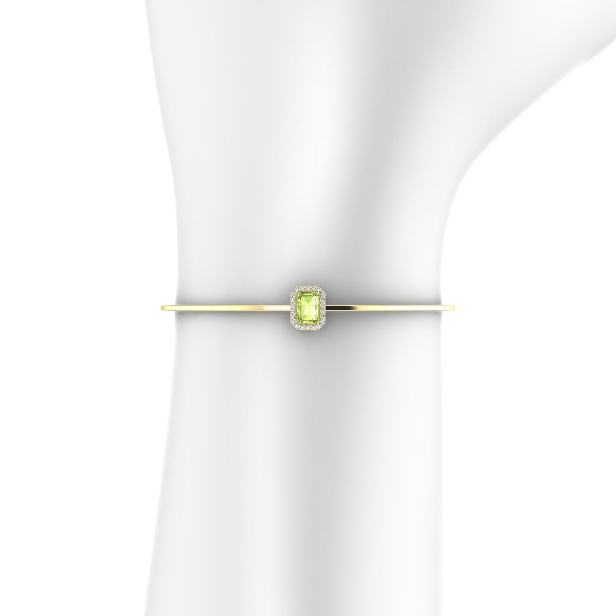 Solar | 18k Yellow Gold 7 x 5 mm Emerald Peridot Bangle