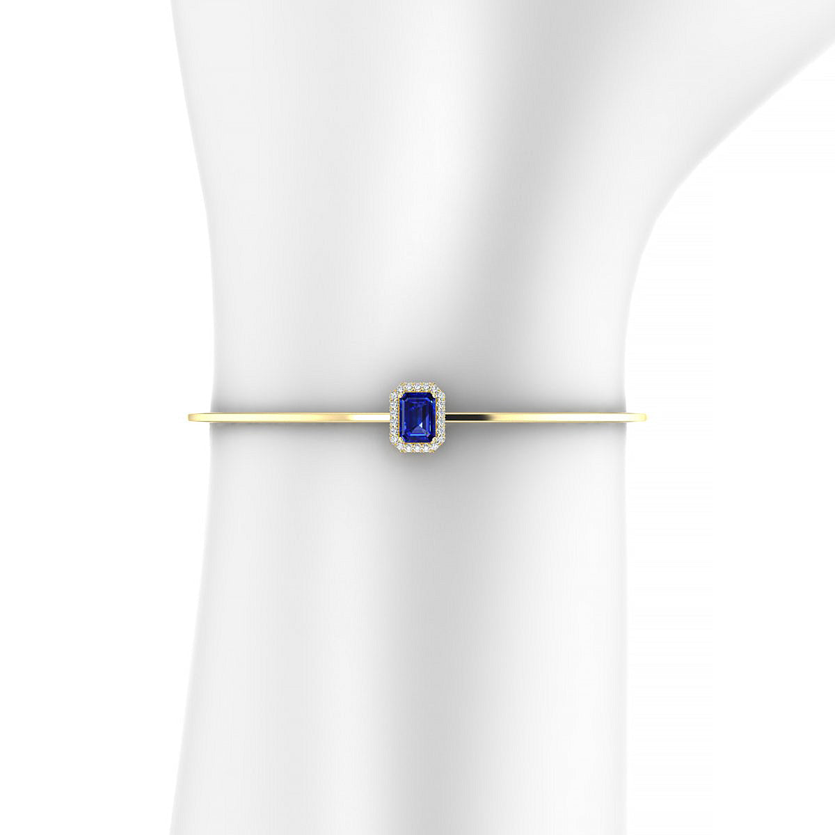 Solar | 18k Yellow Gold 7 x 5 mm Emerald Sapphire Bangle