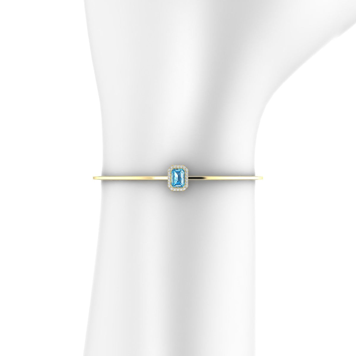 Solar | 18k Yellow Gold 7 x 5 mm Emerald Topaz Bangle
