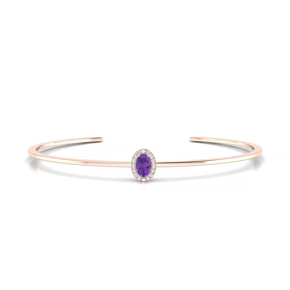 Solar | 18k Rose Gold 6 x 4 mm Oval Amethyst Bangle
