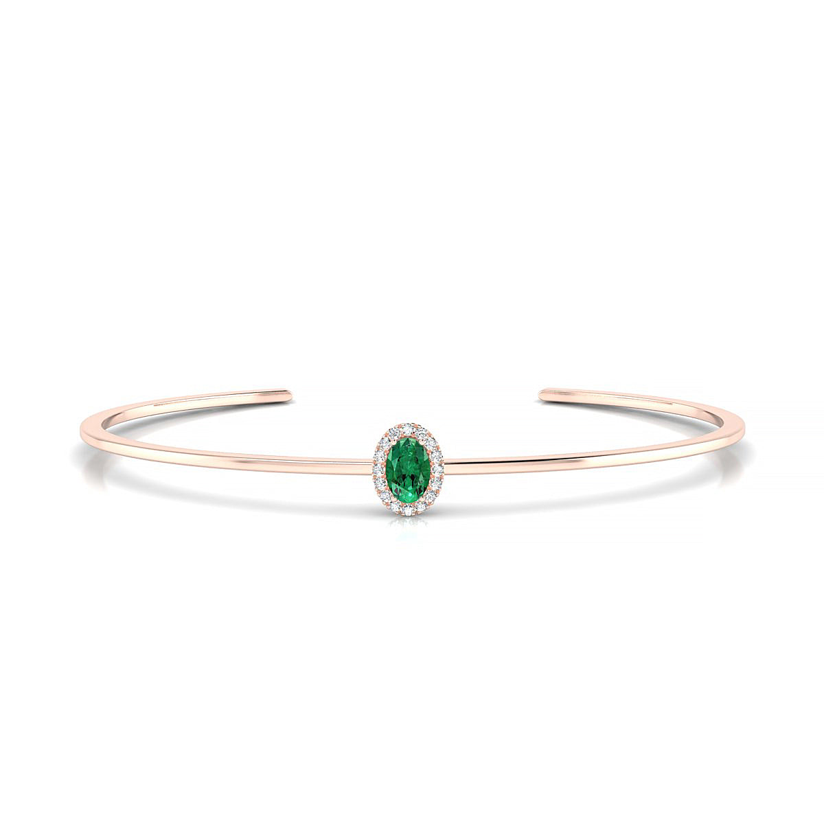 Solar | 18k Rose Gold 6 x 4 mm Oval Emerald Bangle