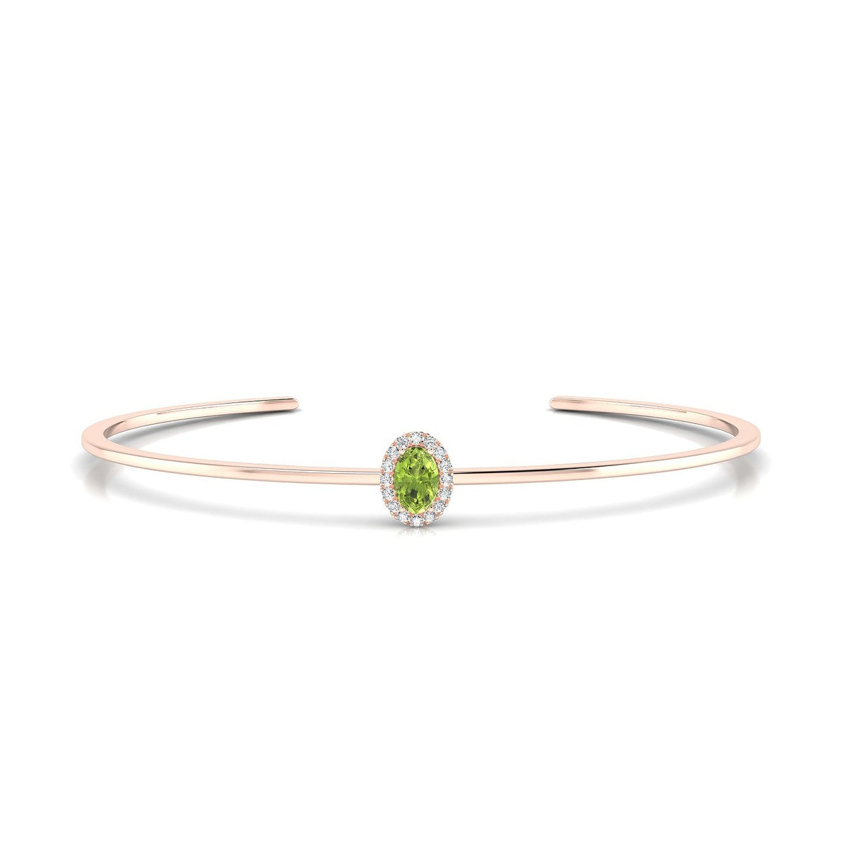 Solar | 18k Rose Gold 6 x 4 mm Oval Peridot Bangle