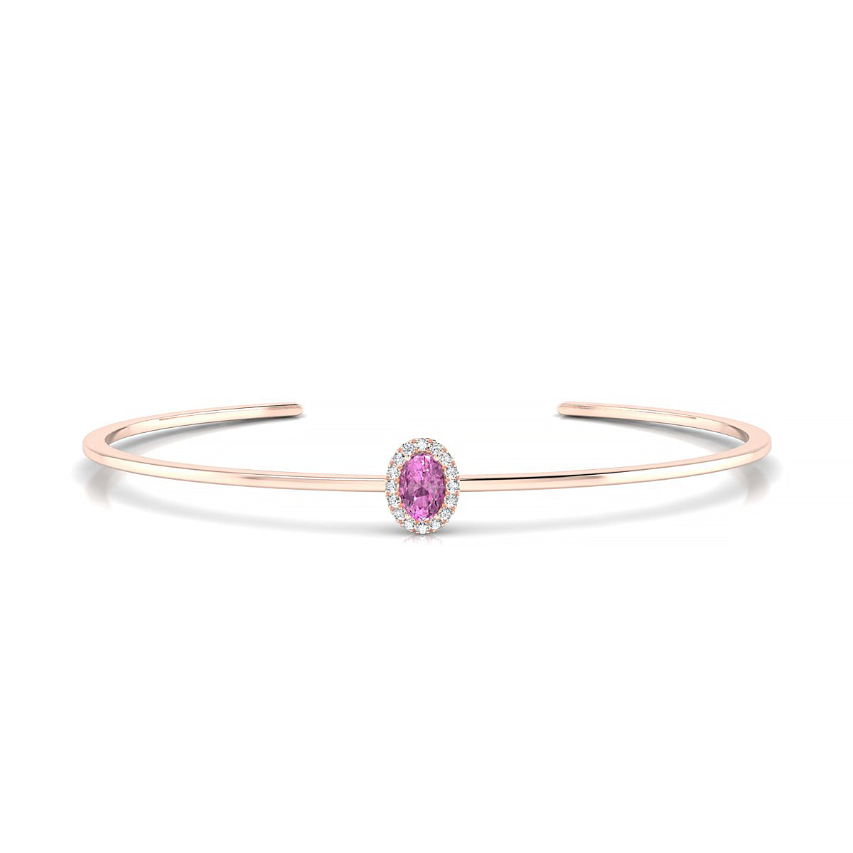 Solar | 18k Rose Gold 6 x 4 mm Oval Pink Sapphire Bangle
