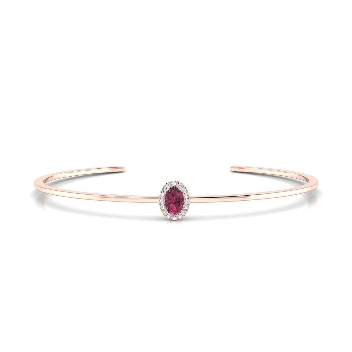 Solar | 18k Rose Gold 6 x 4 mm Oval Rhodolite Bangle
