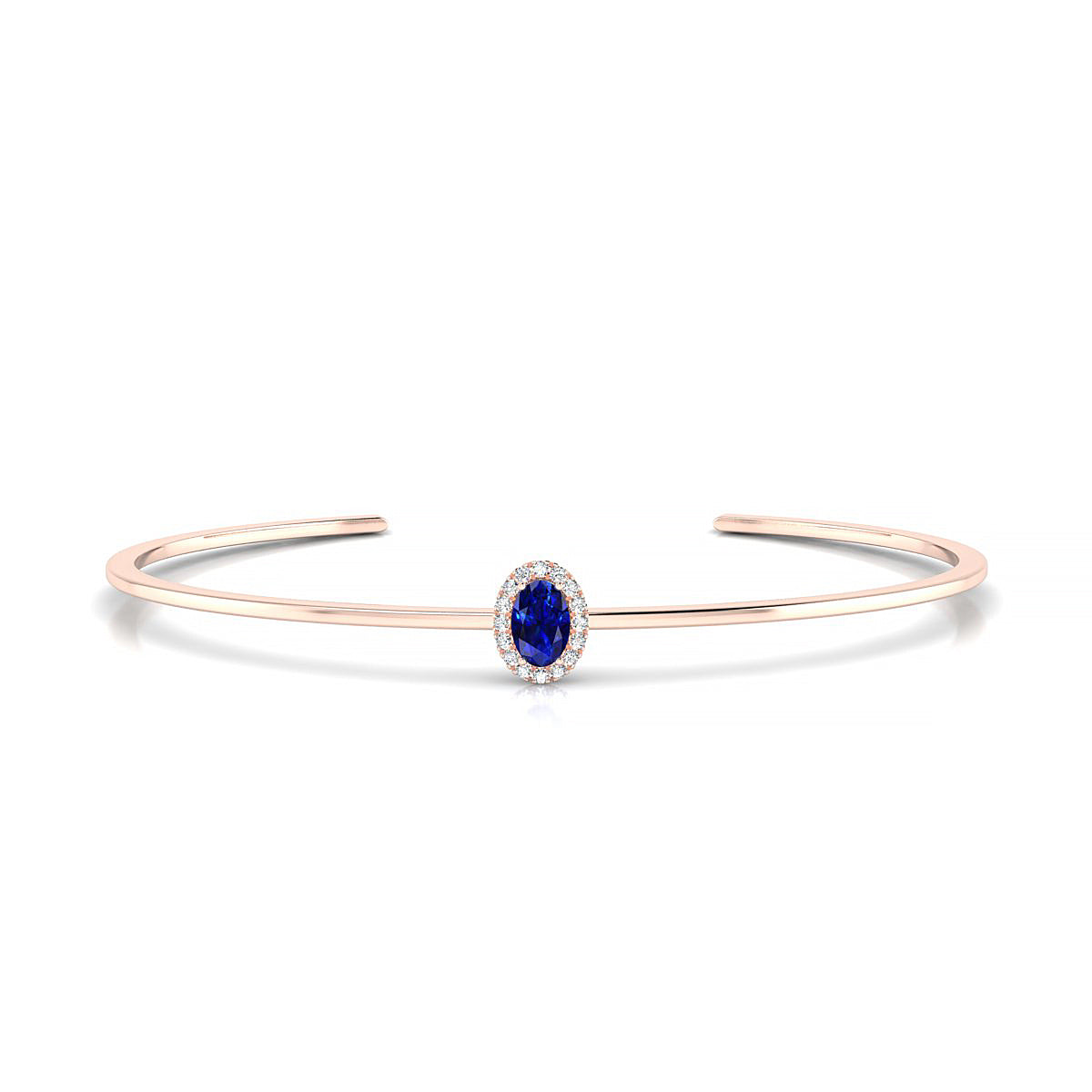 Solar | 18k Rose Gold 6 x 4 mm Oval Sapphire Bangle