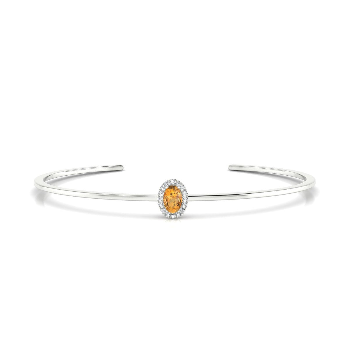 Solar | 18k White Gold 6 x 4 mm Oval Citrine Bangle