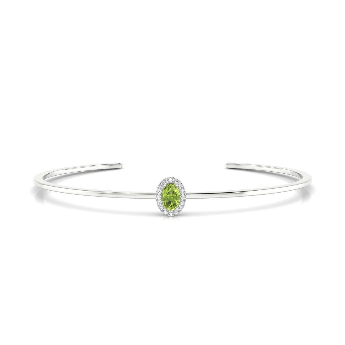 Solar | 18k White Gold 6 x 4 mm Oval Peridot Bangle