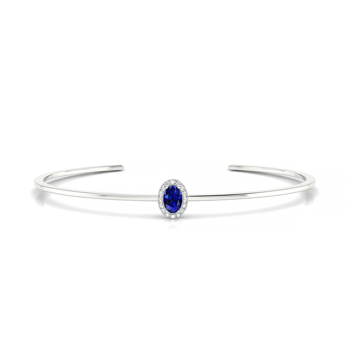 Solar | 18k White Gold 6 x 4 mm Oval Sapphire Bangle