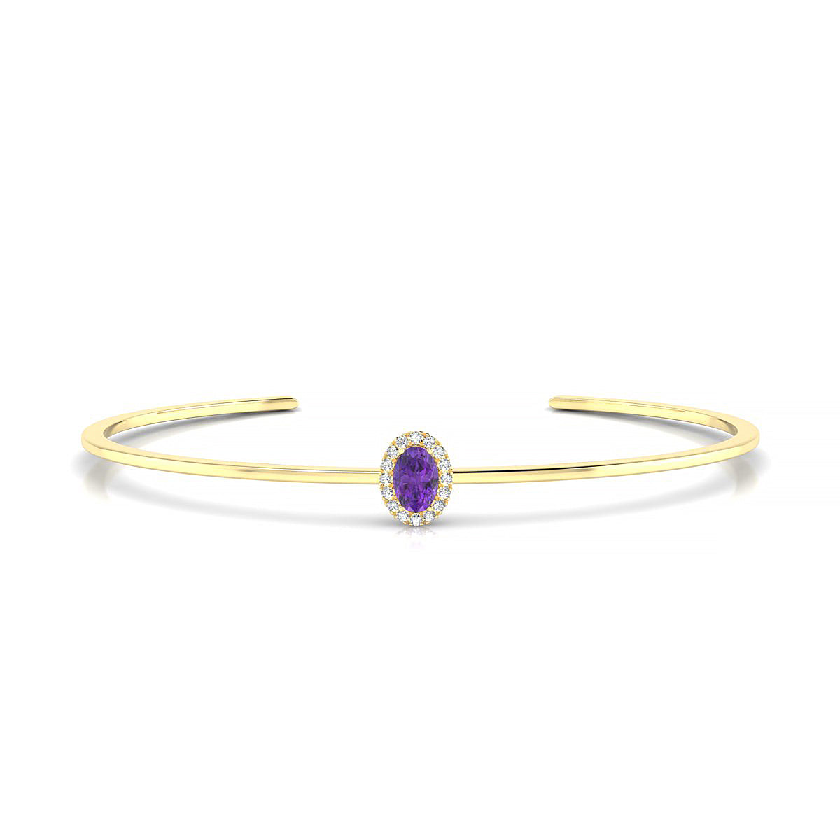 Solar | 18k Yellow Gold 6 x 4 mm Oval Amethyst Bangle