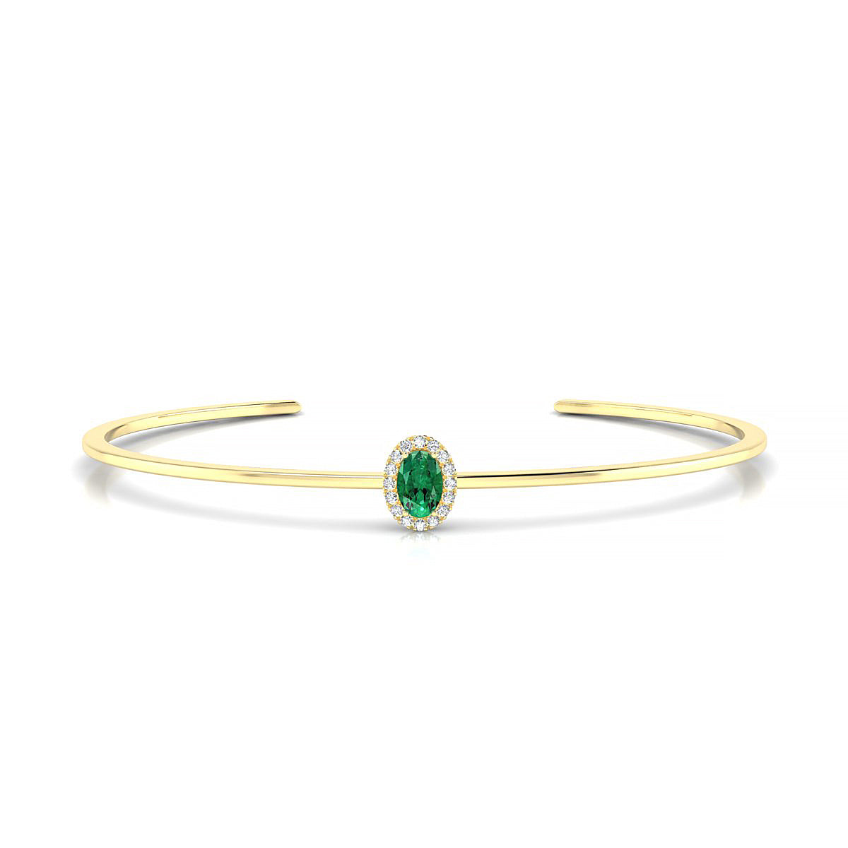 Solar | 18k Yellow Gold 6 x 4 mm Oval Emerald Bangle