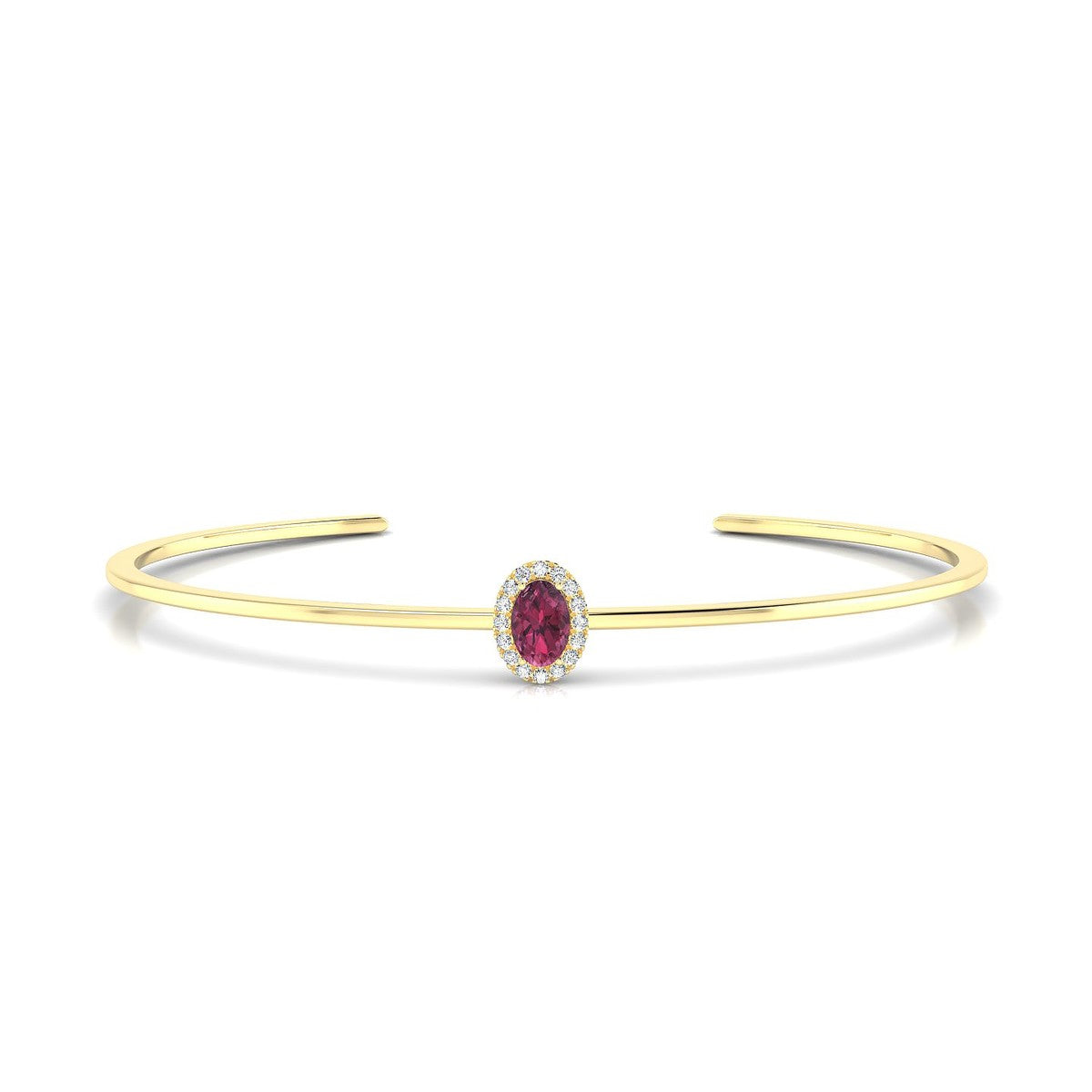 Solar | 18k Yellow Gold 6 x 4 mm Oval Rhodolite Bangle
