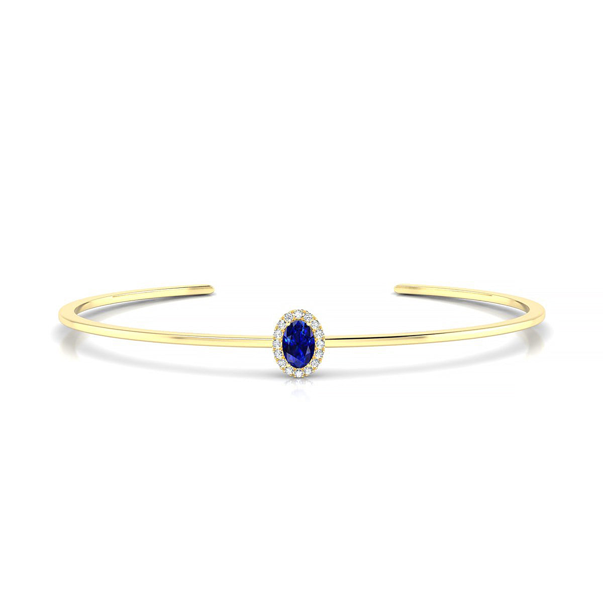 Solar | 18k Yellow Gold 6 x 4 mm Oval Sapphire Bangle