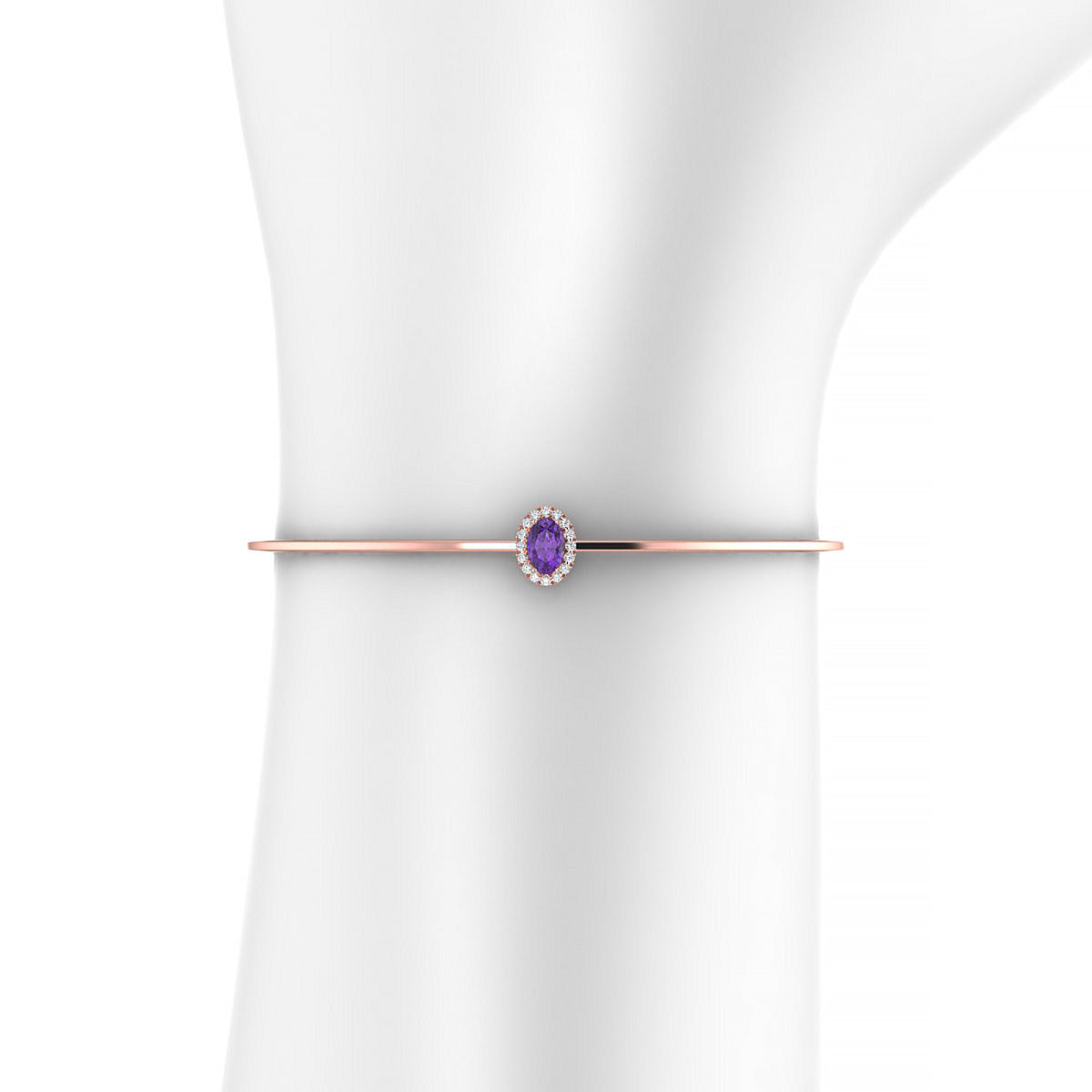 Solar | 18k Rose Gold 6 x 4 mm Oval Amethyst Bangle