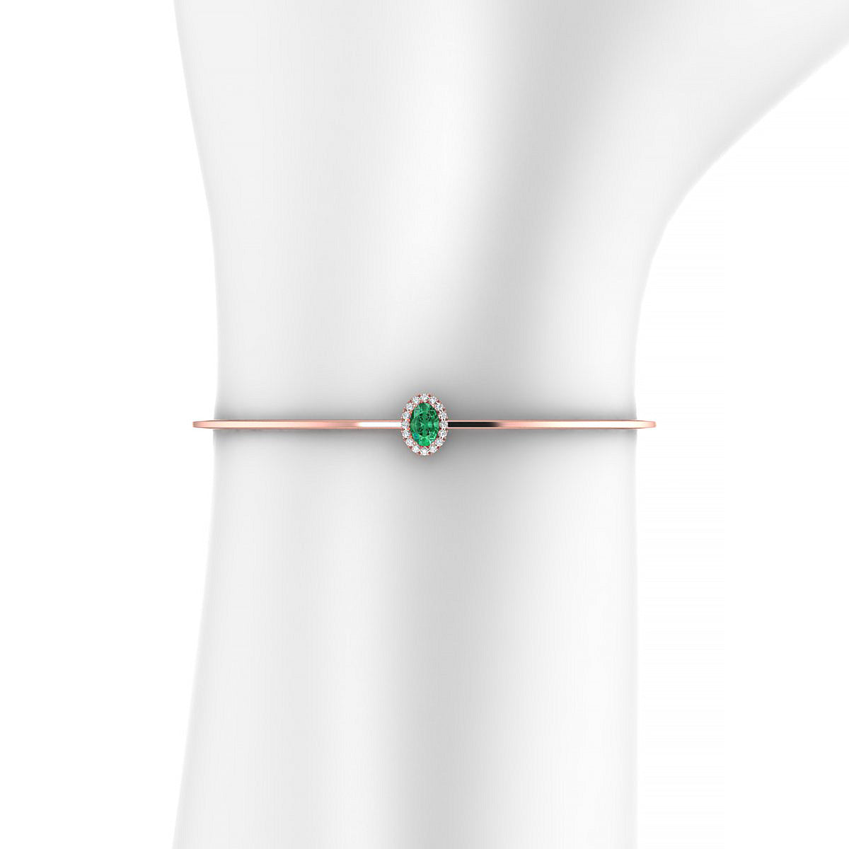 Solar | 18k Rose Gold 6 x 4 mm Oval Emerald Bangle
