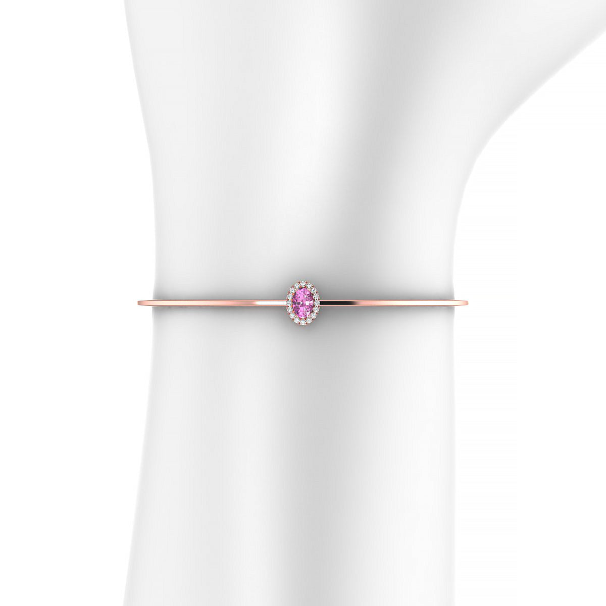 Solar | 18k Rose Gold 6 x 4 mm Oval Pink Sapphire Bangle