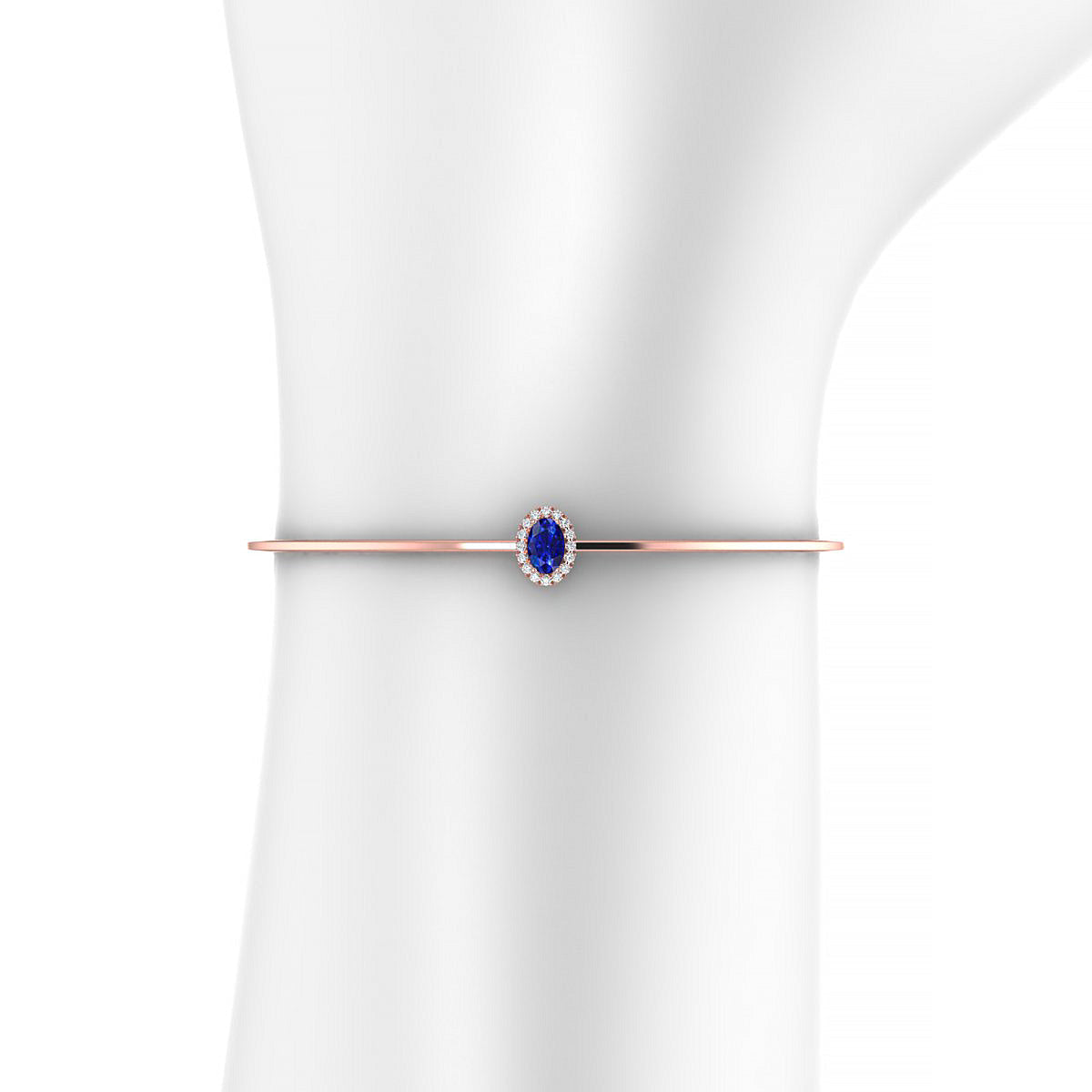 Solar | 18k Rose Gold 6 x 4 mm Oval Sapphire Bangle