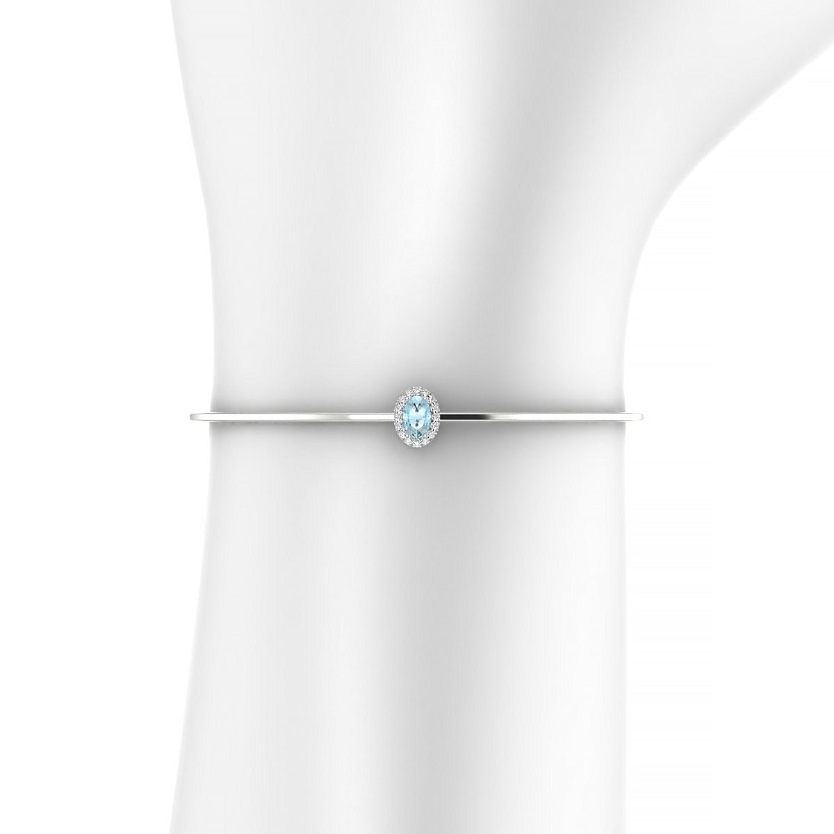Solar | 18k White Gold 6 x 4 mm Oval Aquamarine Bangle