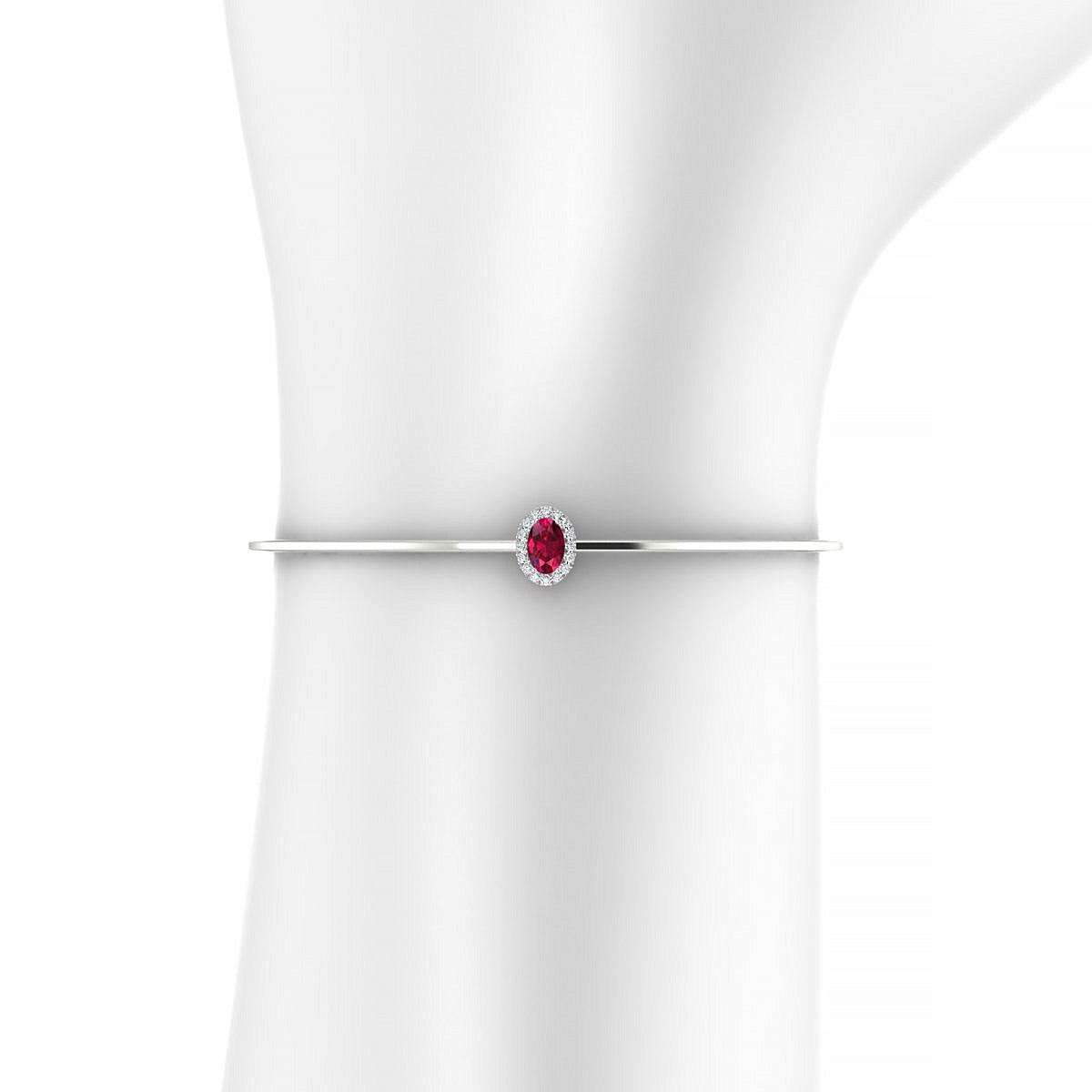 Solar | 18k White Gold 6 x 4 mm Oval Ruby Bangle