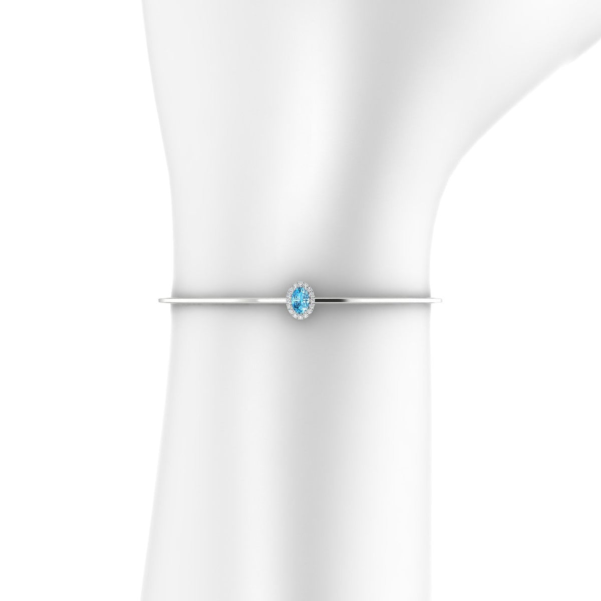 Solar | 18k White Gold 6 x 4 mm Oval Topaz Bangle