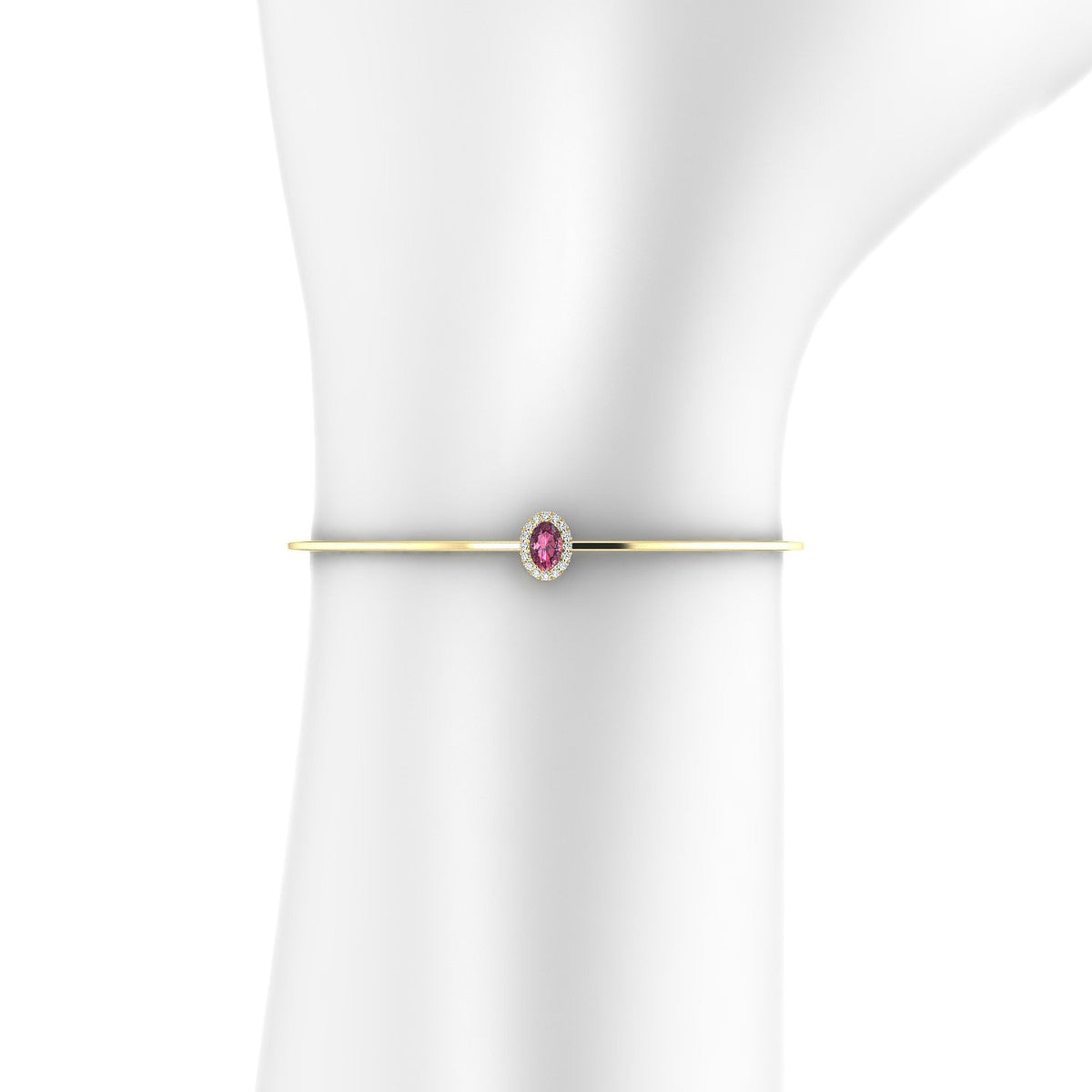 Solar | 18k Yellow Gold 6 x 4 mm Oval Rhodolite Bangle