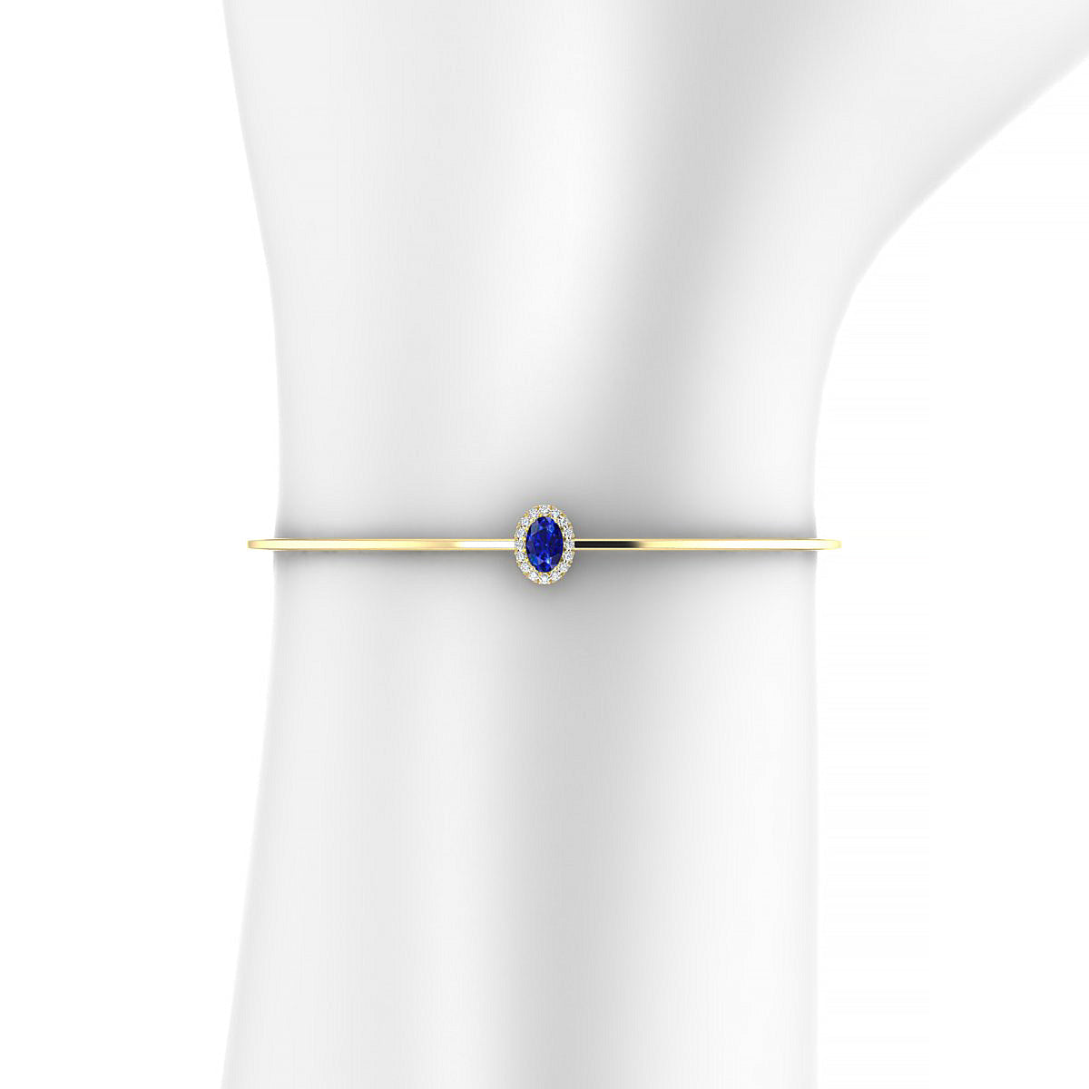 Solar | 18k Yellow Gold 6 x 4 mm Oval Sapphire Bangle