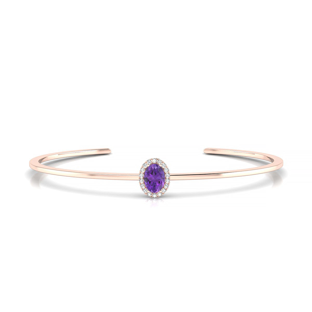 Solar | 18k Rose Gold 7 x 5 mm Oval Amethyst Bangle