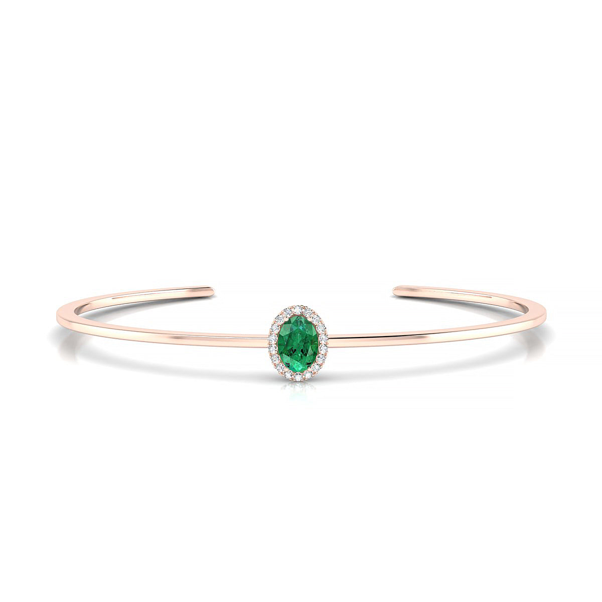 Solar | 18k Rose Gold 7 x 5 mm Oval Emerald Bangle