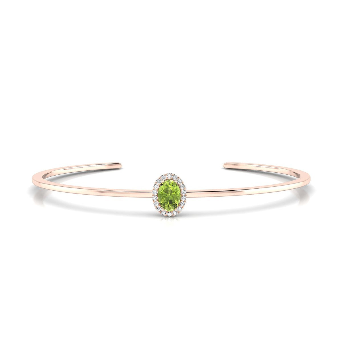 Solar | 18k Rose Gold 7 x 5 mm Oval Peridot Bangle