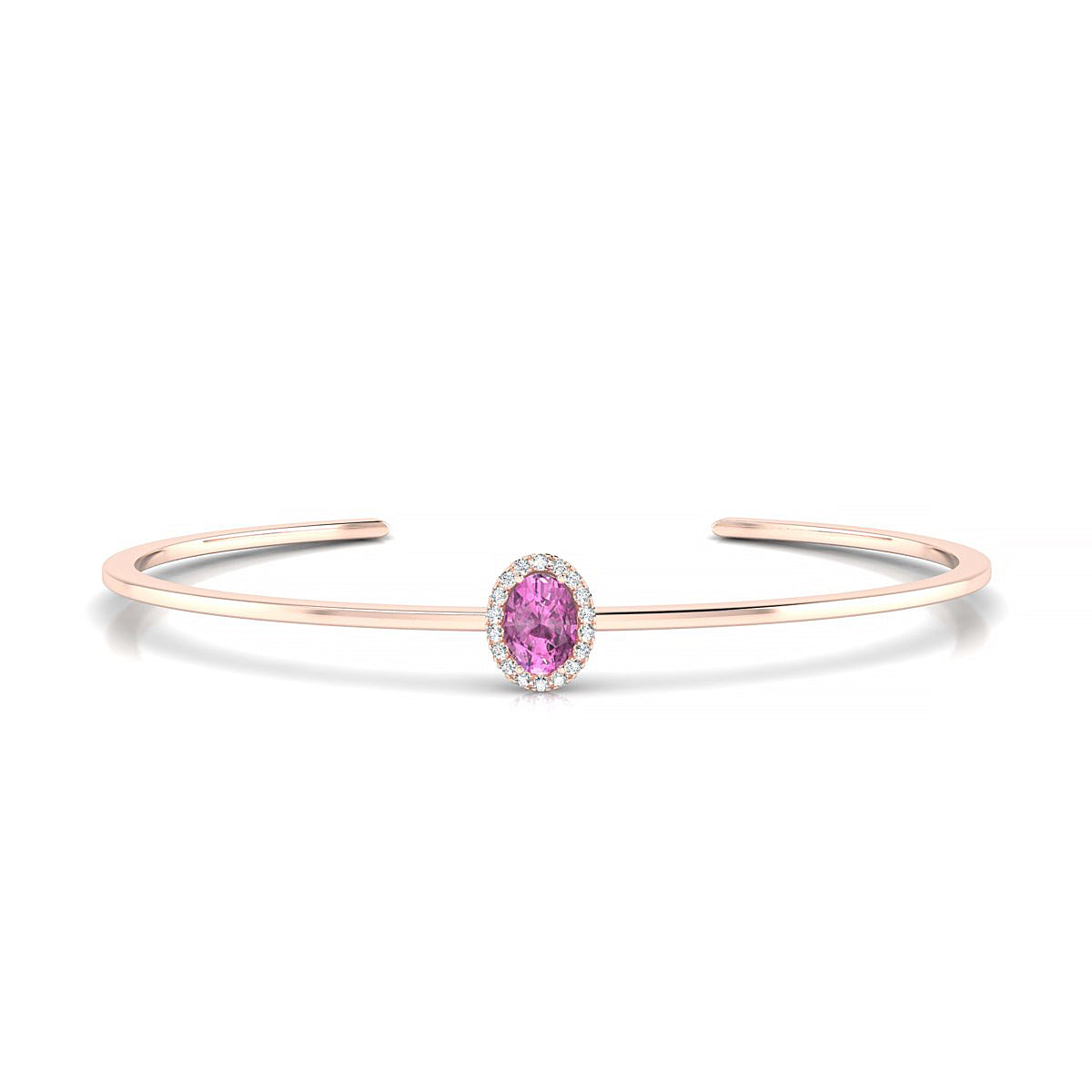 Solar | 18k Rose Gold 7 x 5 mm Oval Pink Sapphire Bangle