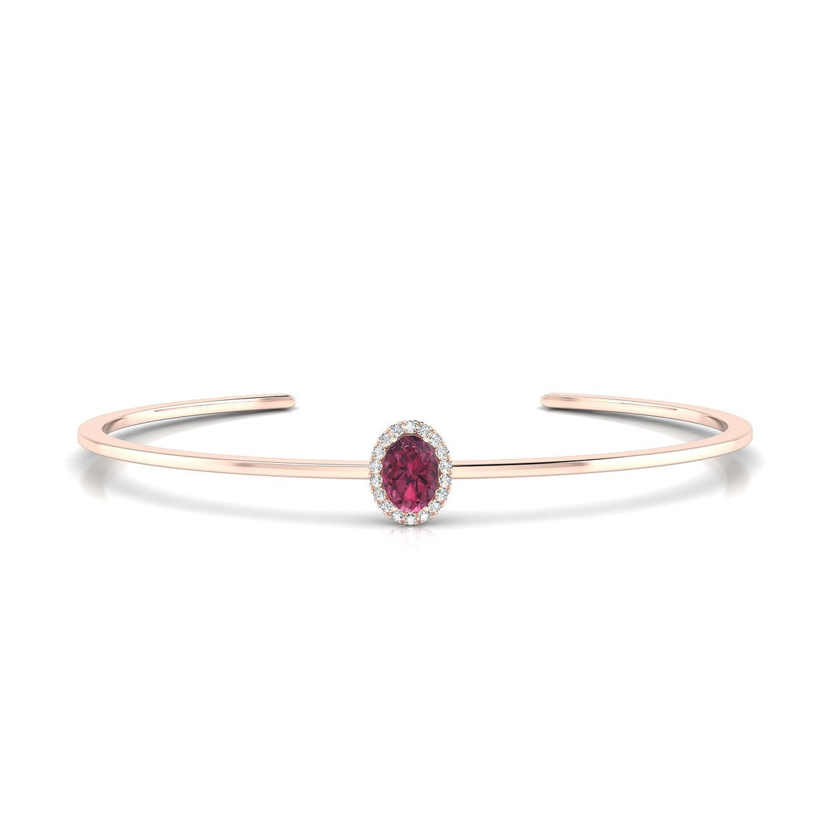 Solar | 18k Rose Gold 7 x 5 mm Oval Rhodolite Bangle