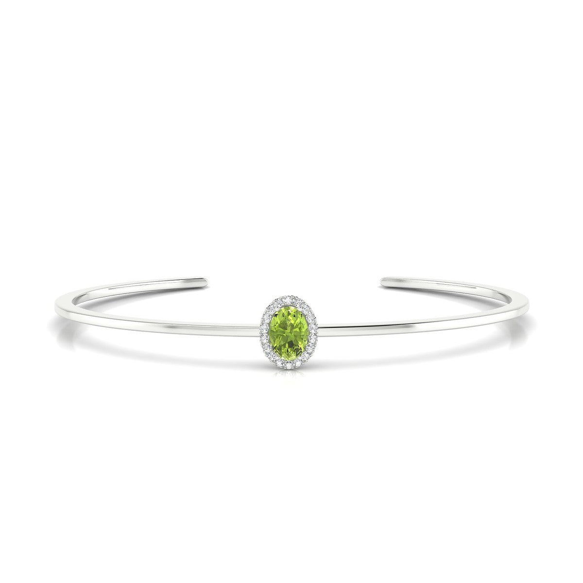 Solar | 18k White Gold 7 x 5 mm Oval Peridot Bangle