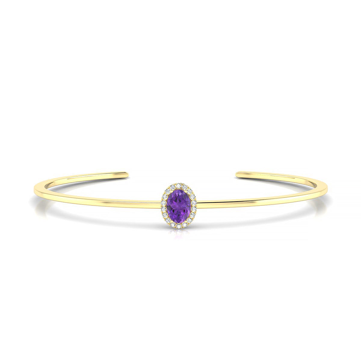 Solar | 18k Yellow Gold 7 x 5 mm Oval Amethyst Bangle