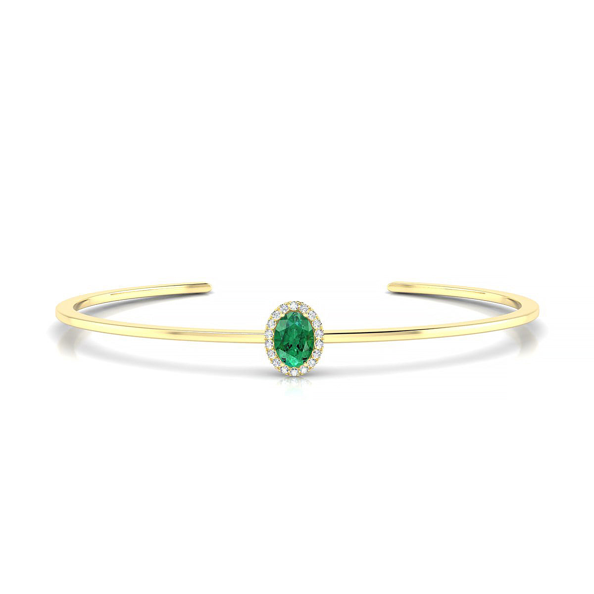 Solar | 18k Yellow Gold 7 x 5 mm Oval Emerald Bangle