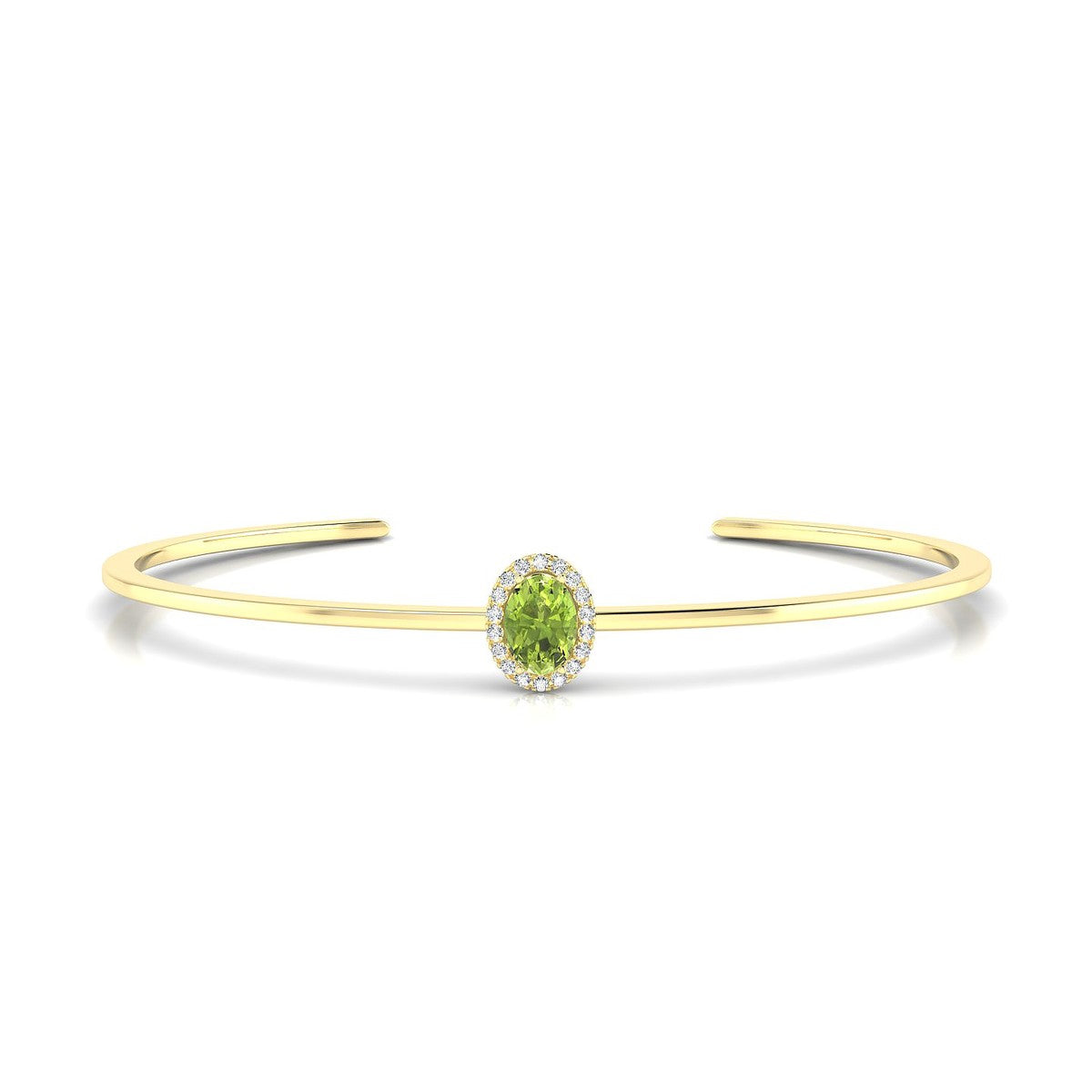 Solar | 18k Yellow Gold 7 x 5 mm Oval Peridot Bangle