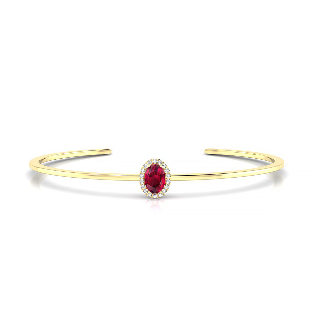 Solar | 18k Yellow Gold 7 x 5 mm Oval Ruby Bangle
