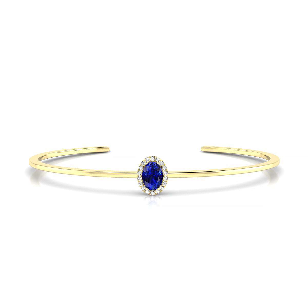 Solar | 18k Yellow Gold 7 x 5 mm Oval Sapphire Bangle