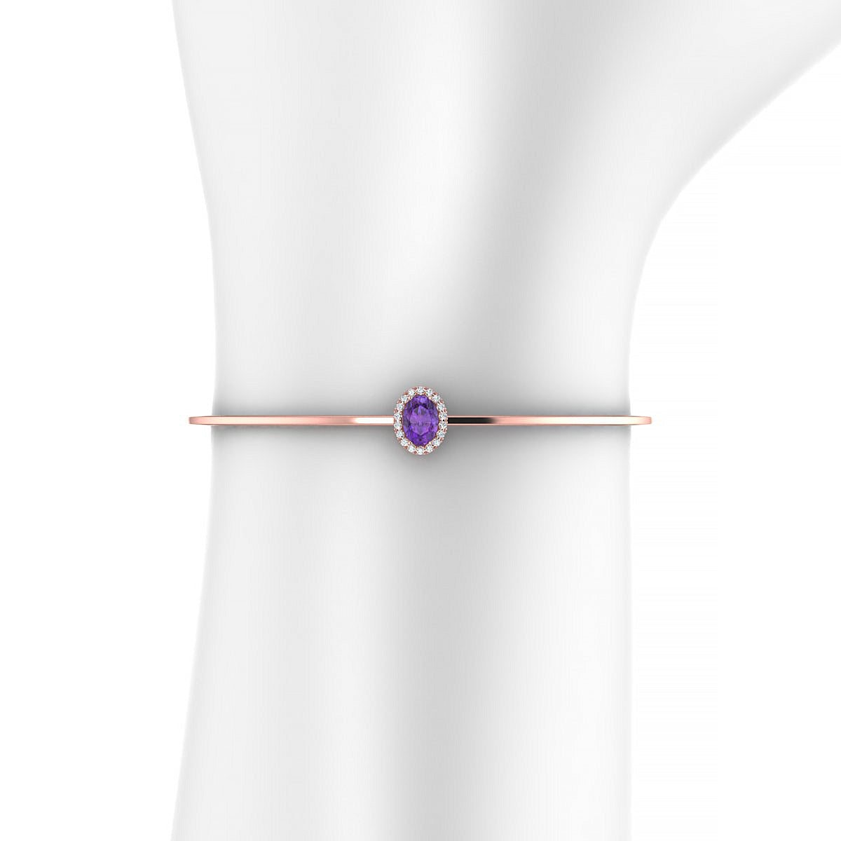 Solar | 18k Rose Gold 7 x 5 mm Oval Amethyst Bangle