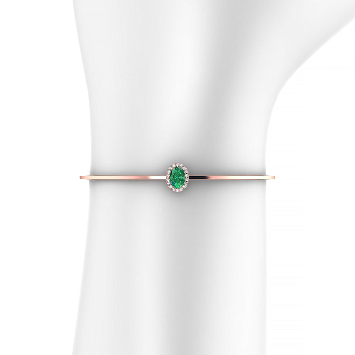 Solar | 18k Rose Gold 7 x 5 mm Oval Emerald Bangle