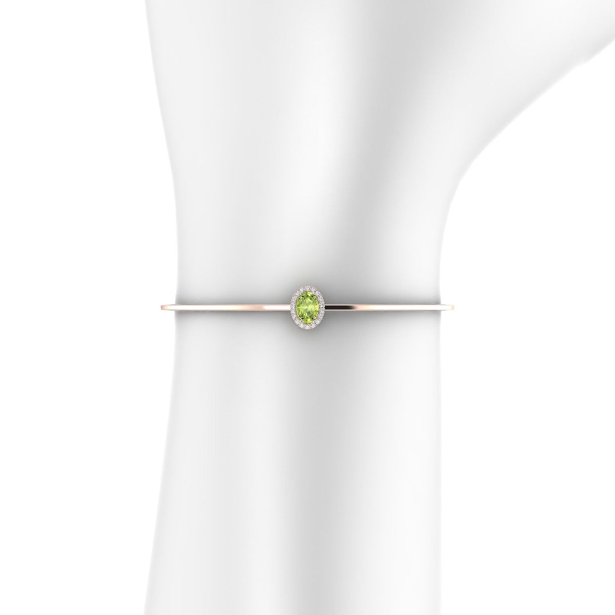 Solar | 18k Rose Gold 7 x 5 mm Oval Peridot Bangle