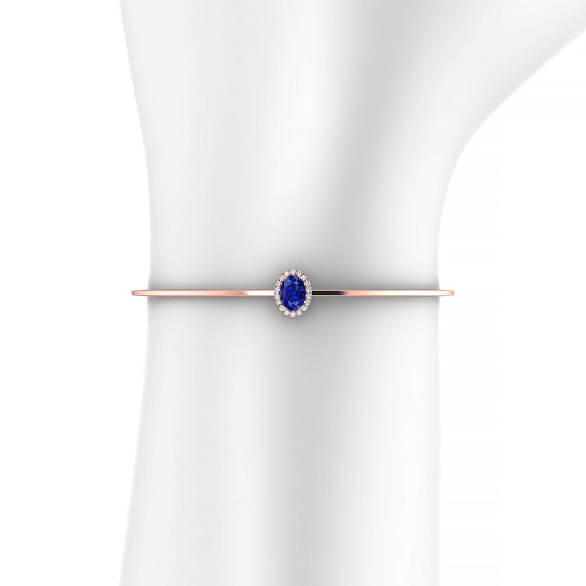 Solar | 18k Rose Gold 7 x 5 mm Oval Sapphire Bangle