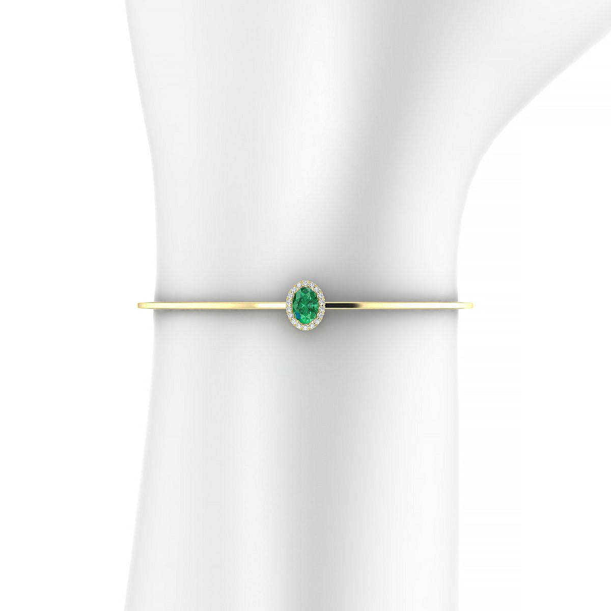 Solar | 18k Yellow Gold 7 x 5 mm Oval Emerald Bangle
